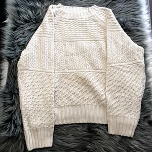 NWOT new Time and Tru Cream Cable Knit Sweater, Size Large 12-14